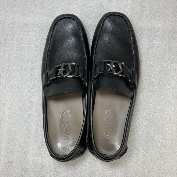 Salvatore Ferragamo PETER SF Logo Black Leather Mens Drivers Loafers Shoes 9.5D main image 14